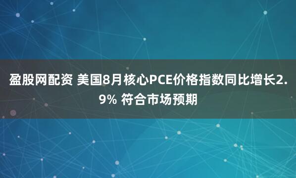 盈股网配资 美国8月核心PCE价格指数同比增长2.9% 符合市场预期